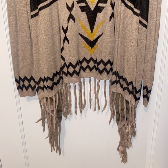 INC International Concepts Aztec open cardigan sweater with fringe - Picture 4 of 9